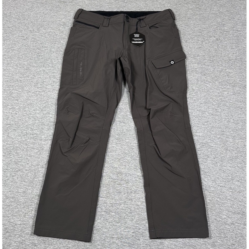 Truewerk Pants Mens 34x30 Gray T1 Werkpant Cargo Stretch Pockets Work NEW